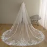 Delicate wedding veil, hand-made bridal veil,ivory and cathedral veil, elegant and classical wedding veil, veil with white flowers and pearls