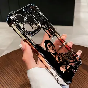 [LX]This Phone Case Featuring The Character From The Movie Scarface Is Compatible With IPhone Models 16, 15, 14, 13, 12, 11 Pro Max Offers A Transparent Soft Back For Drop Protection.