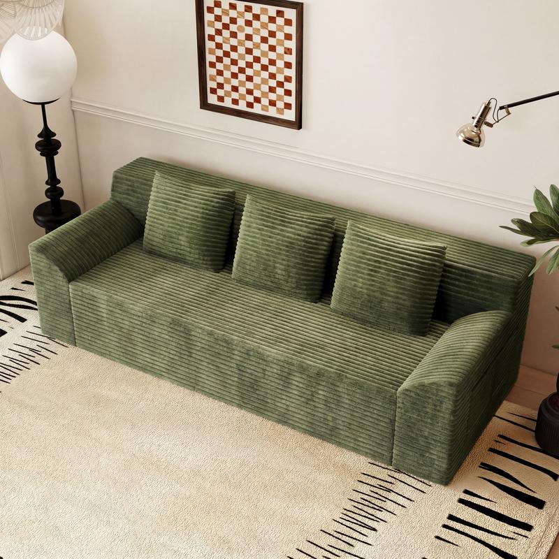 Space-Saving 71" Corduroy Sofa for Small Spaces, Apartments & Offices - 3-Seat Deep Couch, No Assembly Required, Comfy for Living Room, Bedroom, Conference