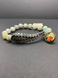 Wing Stone Bracelet with Rose Charm