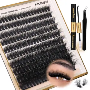 DIY Lash Extension Kit: 200 PCS Individuals 10-18mm Fluffy Clusters, Bond & Applicator