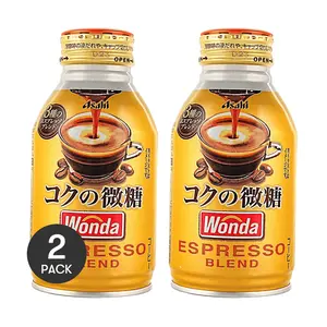2 Pack Asahi WONDA Coffee Drink - Rich Blend, Lightly Sweetened Italian Espresso, 260g/Can, Japanese Style Low Sugar Milk Coffee