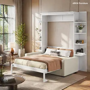Queen Size ARCH Murphy Wall Bed with Sofa - White Indoor Furniture for Bedroom Decor (Old SKU: LP000591AAK-1)