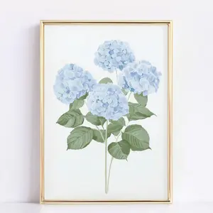 Blue Hydrangea Print | Floral Painting | Printable Blue Flower Art | Hydrangea Wall Decor | Botanical Print, Unframe