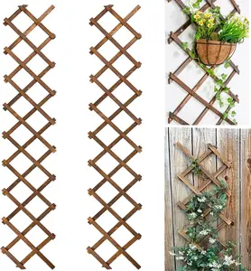 Natural Garden Wooden Fence Lattice Frame Plant Support Frame Natural Wooden Lattice Frame for Cucumber Climbing Plant Vines Ivy Rose 75"x11.8" Lattice Fence Panel(2Pack)