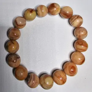 Natural Crazy Lace Agate Crystal Bead Bracelet 12mm