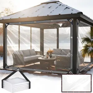 2 PCS Clear Tarps Heavy Duty Waterproof 7x10ft Clear Tarp with Grommets and Reinforced Edges 14Mil Thickened Tear Resistant Clear Vinyl Plastic Tarp for Outdoor Patio Chicken Coop Greenhouse Plant