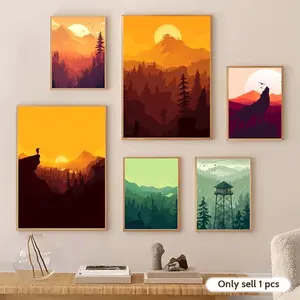 F-FIREwatch game Beautiful scenery Painting Calligraphy Gallery-Quality Canvas Wall Art Poster | Waterproof & Fade-Resistant | Minimalist Unframed Design | Living Room, Bedroom & Office Decor | Multiple Sizes | Holiday gifts