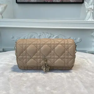 Pre-owned Dior As shown Shoulder Bags BJ1109904068 My Talk Phone Pouch Powder Beige Gold Hardware Shoulder Bag