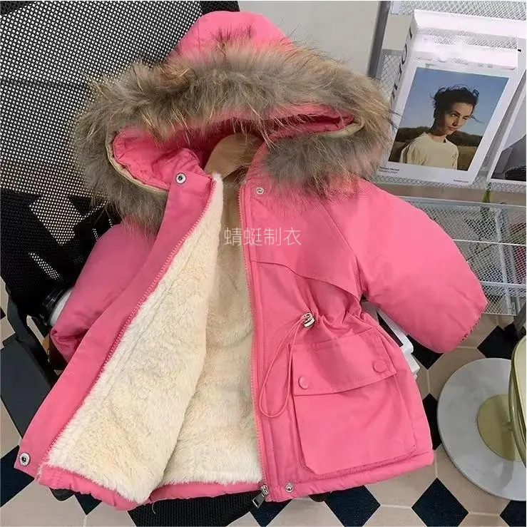 Kids' Edition Girls' Plain Polyester Coat, Preppy Hooded Style with Warm Lining for Casual Fall Days, Kids Edition Girls' Winter Coats