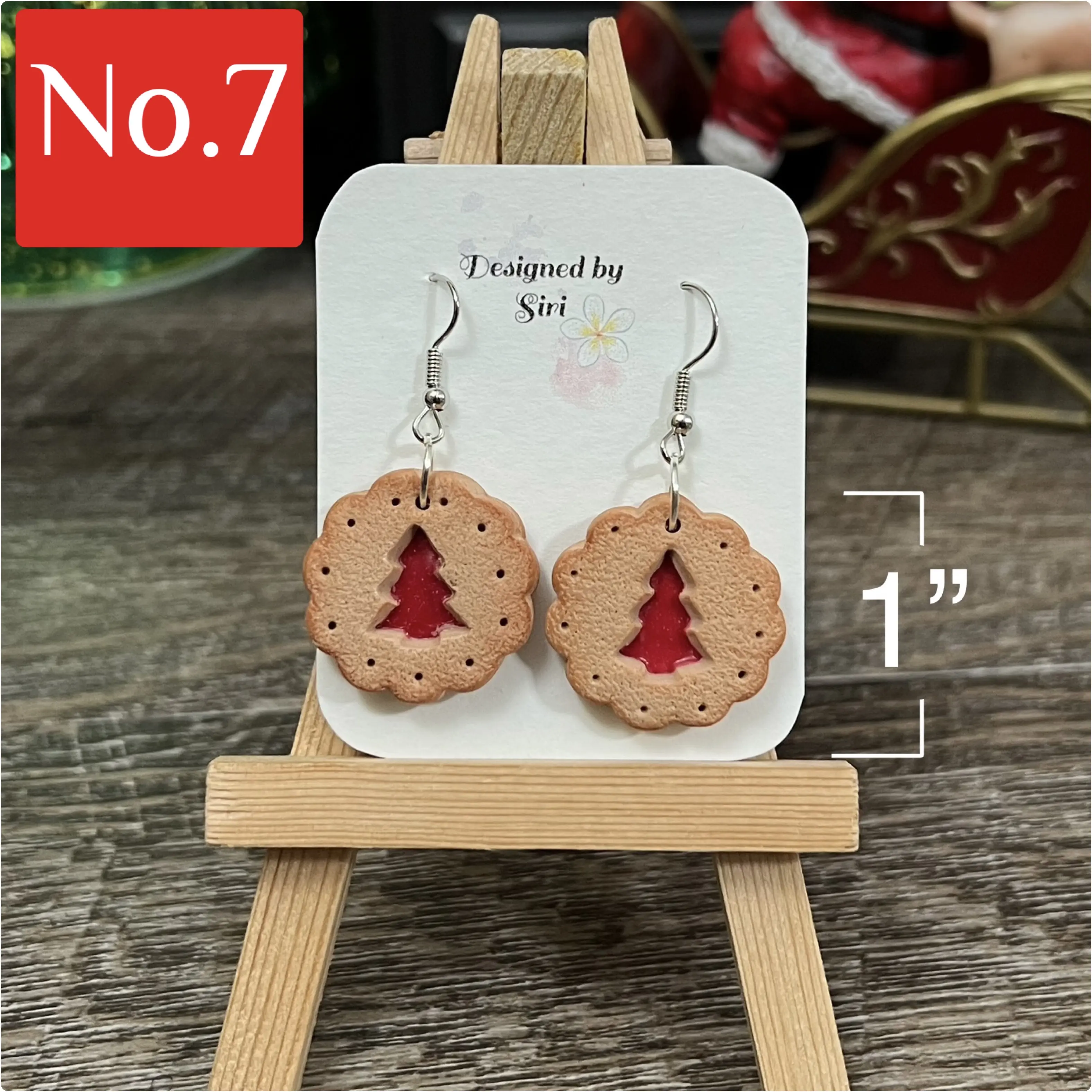 Sugar Cookie Christmas Earrings Handmade Polymer Clay Silver Fish Hook 1" Drop Length Unique Design for Festive Wear
