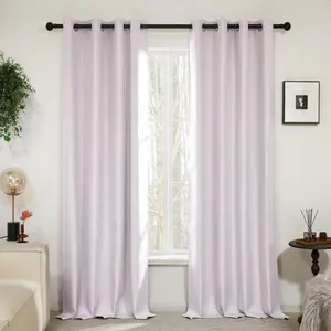 Deconovo Solid Faux Silk Curtains with Eyelet Design Full Light Blocking for Home Decor