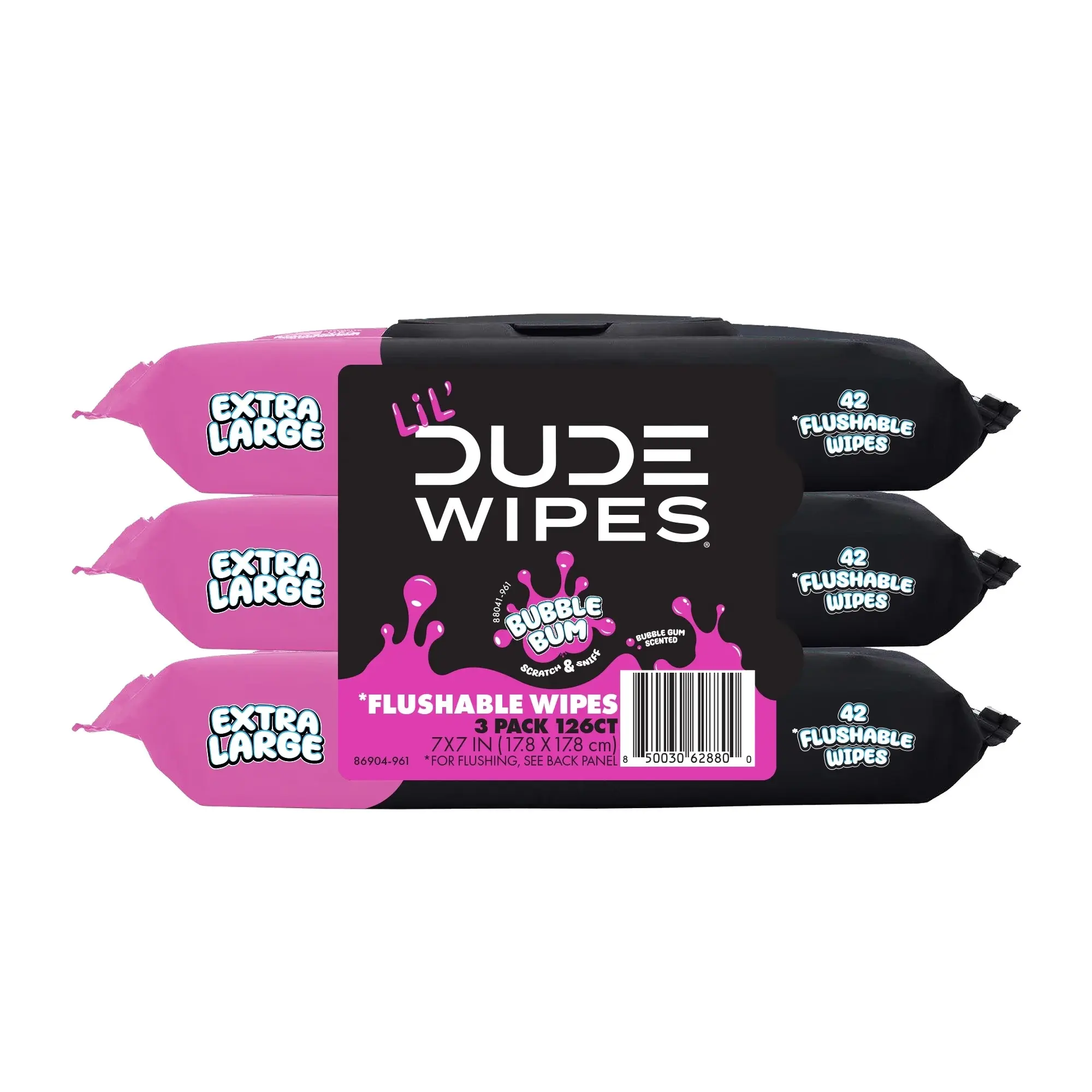 (choose scent) DUDE Bubble gum LiL' Wipes Flushable Potty Training Water Wipes, Bubble Bum | 99% water plastic-free wipes for toddlers and kids. Hypoallergenic, bubble gum scent