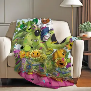 Game P-Plants Vs Z-Zombies Strategy Blanket Warm And Soft Suitable For Bedroom Living Room Sofa Bed Office Travel Camping A multi-functional and beautiful blanket suitable for decoration, use and as a gift. Add some fun to your home