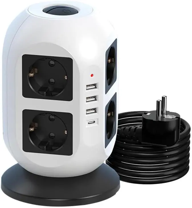 Zoobla - 8-Outlet Power Strip with USB Charging Ports, Surge Protector & Overload Protection, Multi-Outlet Power Board for Home and Office