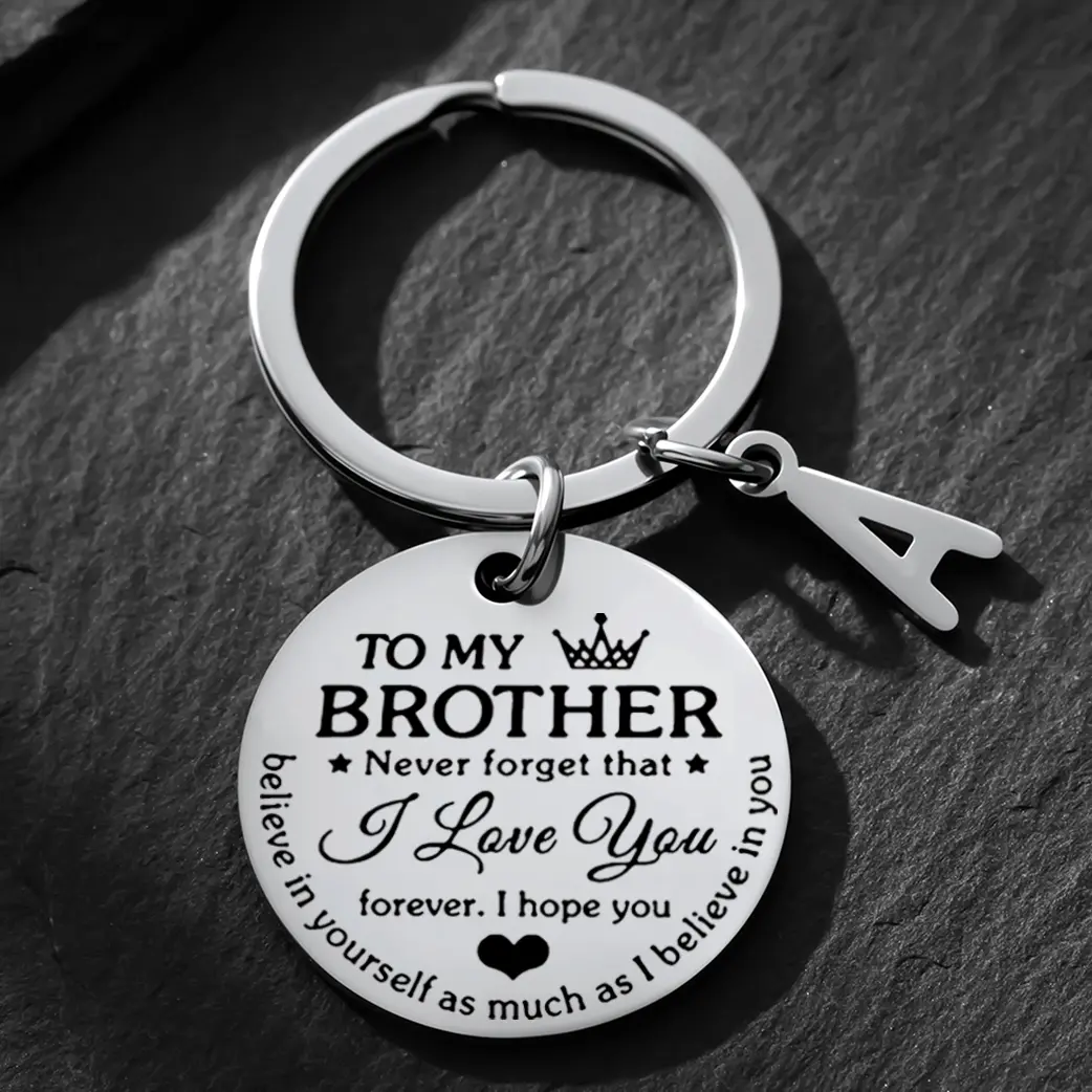 Stainless Steel Round Keychain - Customized, Rustproof, Corrosion Resistant, Letter M, Name Engraved Key Ring, Gift From Sister-Brother for Christmas, Birthday Occasions, Customized Keychain, Rustproof Keychains