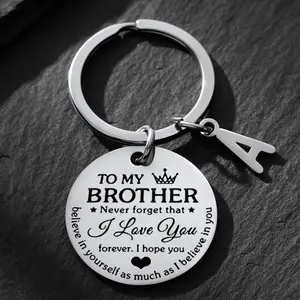 Stainless Steel Round Keychain, Gift From Sister Brother, Christmas Birthday Graduation Gift Key Ring