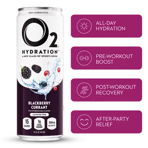 O2 Hydration Blackberry Currant - Hydration Drink with Blackberry Flavor