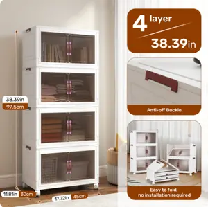 4-Tier Plastic Foldable Storage Cabinet