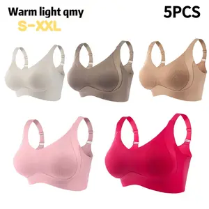 HONGXINJIE 6PCS E Women's Solid Color Wireless Bra Comfortable Breathable Elegant Seamless Push Up Bra Underwear for Women Softness Underwear for All Seasons Bras for Women