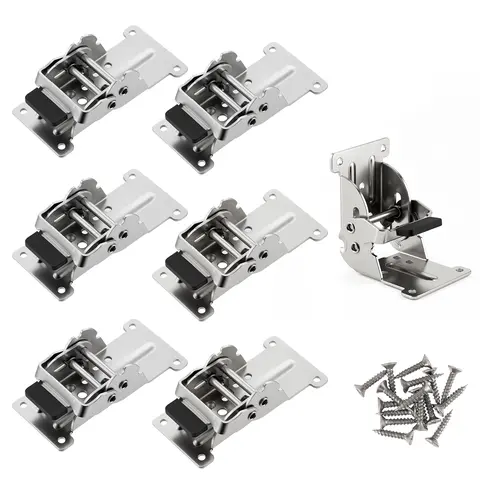 GJANSH 2/4 Pack Foldable Support Bracket, 0-90-180 Degree Lock Extension Support, Self-Lock Hinge for Table Legs, Folding Workbench 100 lbs Max Load-Bearing Capacity