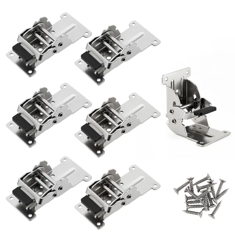 GJANSH 2/4 Pack Foldable Support Bracket, 0-90-180 Degree Lock Extension Support, Self-Lock Hinge for Table Legs, Folding Workbench 100 lbs Max Load-Bearing Capacity