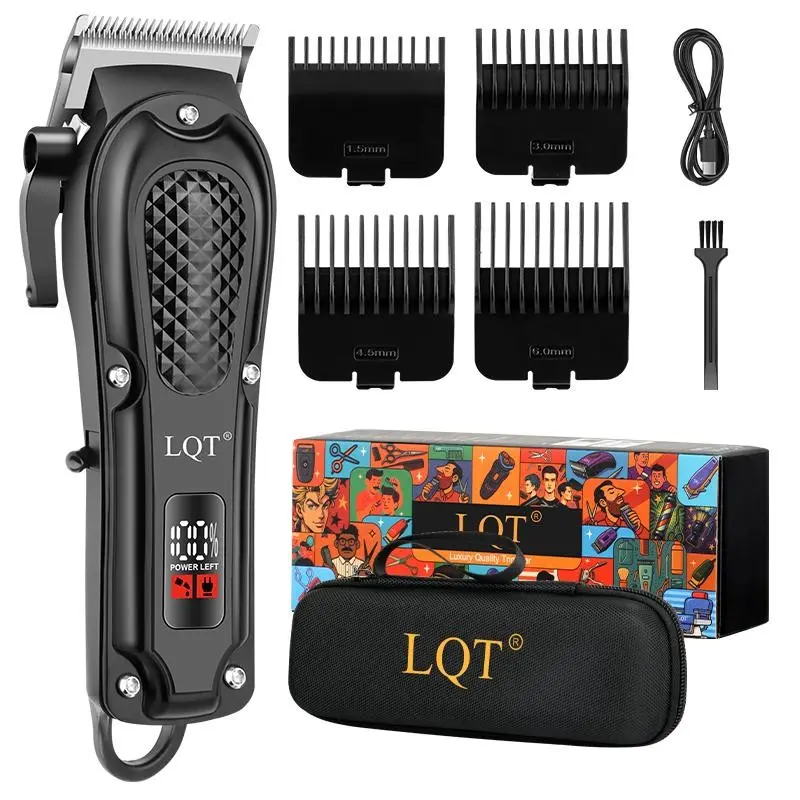 LQT Men's Hair Clipper, Cordless Hair Clippers, Cordless Trimming Set, Electric Beard Trimmer with LED Display, Hair Cutting Kits, Gift for Hairdressers, USB Rechargeable Clipper