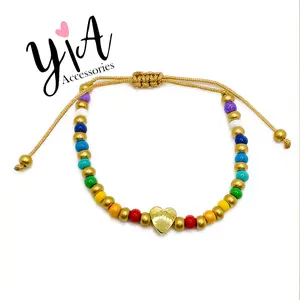Lovely corazon bracelet Dainty Gold Plated Adjustable Beaded Design