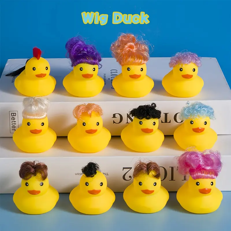 Rubber Duck Toy with a Wig, Perfect for Summer Beach, Pool, And Bathroom Floating Fun, Suitable As a Birthday Gift for Boys And Girls