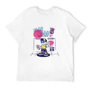 White Play Ball Baseball T-Shirt, Graffiti Cartoon Baseball Lifestyle Graphic Tee, Retro Streetwear Dugout Infield Casual Short Sleeve Top for Men Women Teens