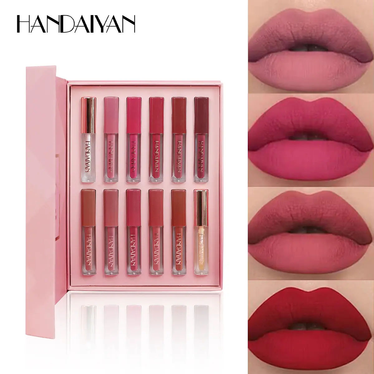 Women's 12-Piece Square Tube Lip Gloss Cosmetic Set - High-Shine, Long-Lasting, Hydrating, Smooth, Glossy Lip Color Kit to Hydrate, Flawless for All Skin Types, Gift-Ready