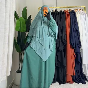 Khimar Set in Elegant Teal with Ruffled Layers for Modest Fashion