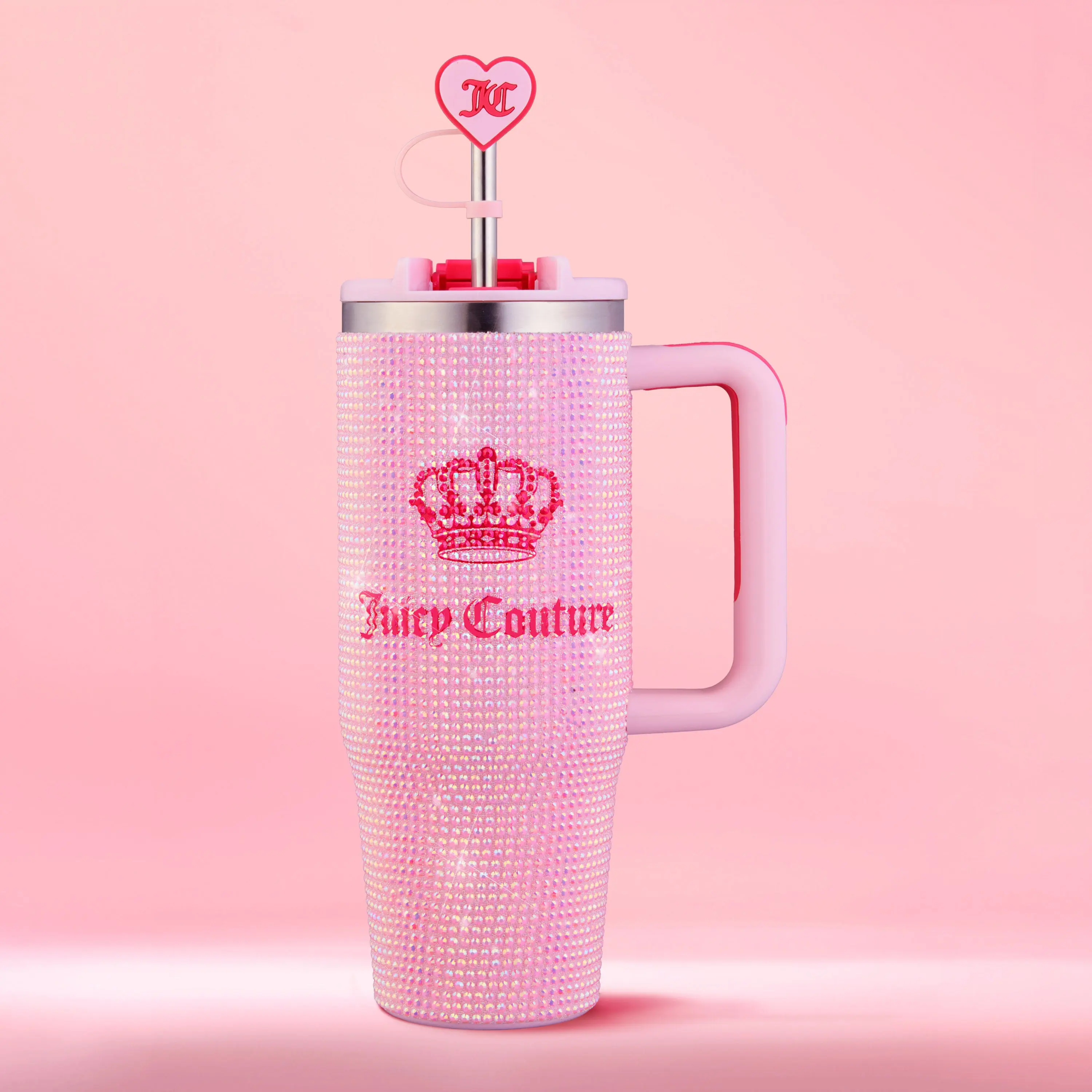 Diamond Bling Stainless Steel Tumbler with Handle and Straw, 30 oz Diamond Bling Stainless Steel Tumbler with Handle and Straw, 30 oz