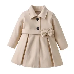 Toddler Baby Girl Clothes Jacket Coat Long Sleeve Solid Color Buttons Dress Coat Fall Winter Outfit