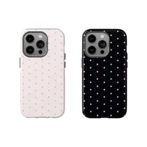 Pink Polka Dot iPhone Case for iPhone17  16ProMax 15ProMax 14ProMax 13 12 11 Premium Shockproof Protective Smart Phone Case in Pink and Black