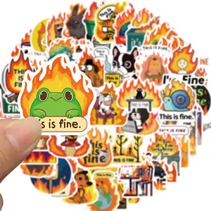 Trash Can Fire Sticker, 50pcs/set Funny Fire Warning Sticker, Vinyl Decals, Waterproof Durable Sticker, Gift Sticker for Hydro Flask, Laptop, Water Bottle, Sticker for Kids, Toddlers, Teens, Funny Stickers