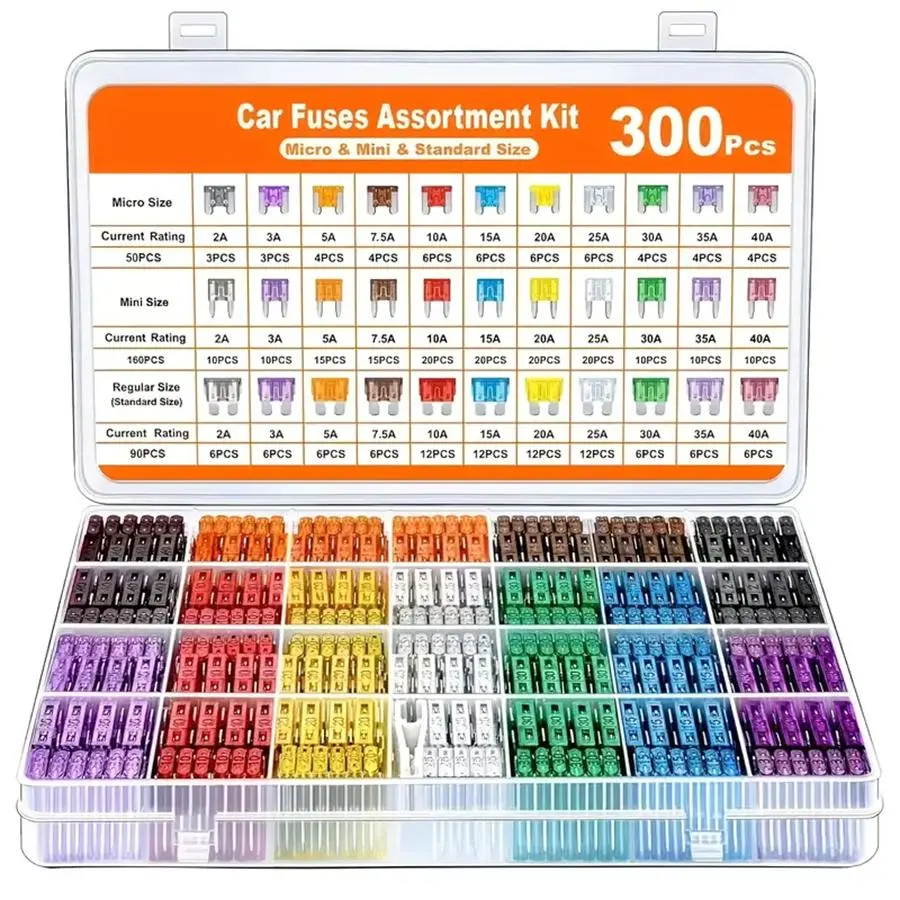 Car Fuse Kit, Car Fuse Assortment Kit, Multipurpose Automotive Vehicle Fuse Set with Wide Compatibility for Cars, RVs, Trucks, Motorcycles, Suitable for Home, Office