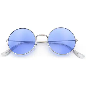 Retro  Flat Color Circle Round Lens Sunglasses