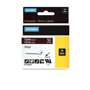 Dymo-Rhino  1 in. Label Black Vinyl White Printer