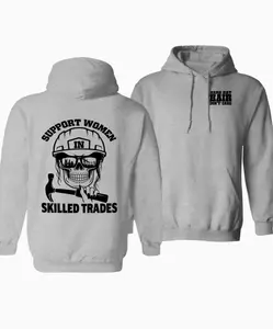 Welding Support Women Skilled Trades Hoodie – Women in Skilled Trades Hoodie - Welding Skull Graphic Pullover