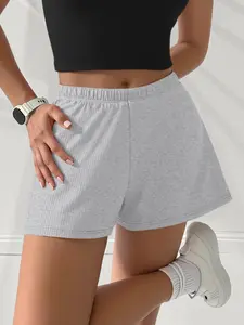Women's Casual Fitted Shorts, Comfortable Soft Skin-Friendly Ladies' Pants, Low Profile Everyday Basic Shorts, Plain Style
