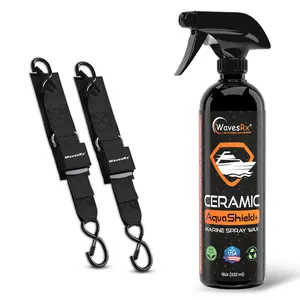 WAVESRX 24" JET SKI TIE-DOWN STRAPS (2PK) + CERAMIC SPRAY WAX (AQUASHIELD)