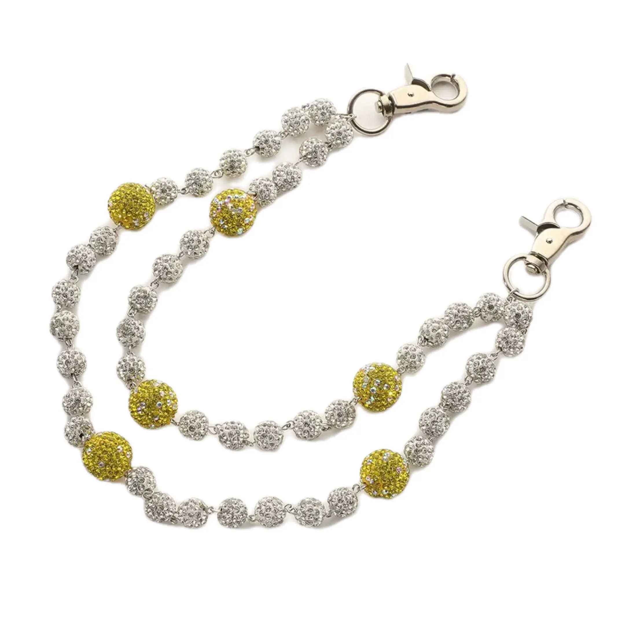 Yellow ling Beaded Pants Chain, Hip Hop Streetwear Accessory, Trendy Rapper Style Chain for Jeans & Urban Outfits