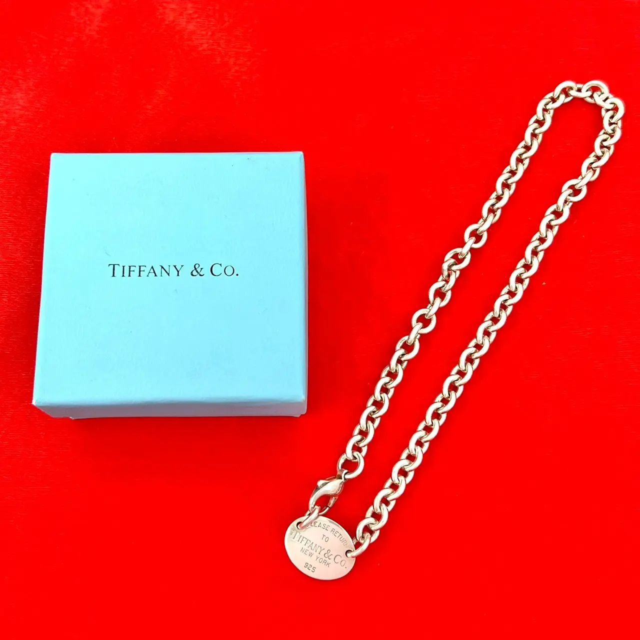 Pre-owned Tiffany & Co. Sterling Silver 925 (Ag925) Small Leather Goods Tiffany&Co. Return To Tiffany 925 Necklace