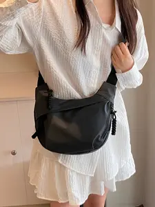 2025 Fashion New Style Unisex PU Bag, Utility Style, Crossbody Bag, Shoulder Bag, Solid-Color Large-Capacity Multi-Pocket Casual Minimalist Commuter Dumpling Bag, Everyday Shoulder Bag, Cross Body Bags