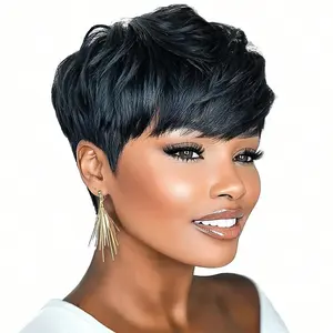Pixie Cut Wig synthetic Hair Short Pixie Cut Wigs for Black Women synthtic Hair Glueless Pixie Wig Short Layered Brazilian Virgin synthetic Hair Wigs For Women Color