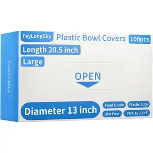 100 Boxed Reusable Elastic 13" Bowl Covers BPA Free Food Grade Large Plastic Wrap for Sourdough Bread Proofing Baking Rising