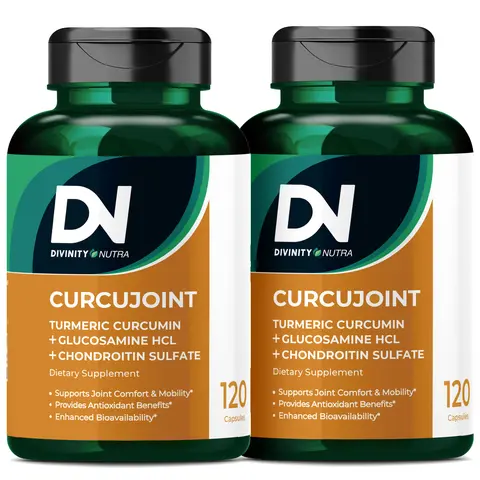 DN Joint Supplement with Turmeric Curcumin, Glucosamine, Chondroitin, Joint Mobility & Discomfort Relief and Inflammatory Response, 120 Caps, Divinity Nutra