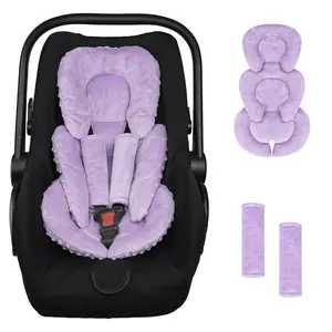 Infant Car Seat Insert Head and Body Support, GFU Reversible Newborn Insert for Car Seat with Strap Pads, Soft Stroller Cushion Pillow Insert for Boys and Girls, Fits for Stroller, Swing, Purple