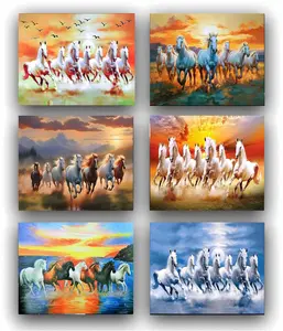 Wall Art Horse Pictures Wall Decor Seven Lucky Running Wild Horses Horse Wall Poster Canvas Poster Bedroom Decor Sports Landscape Office Room Decor